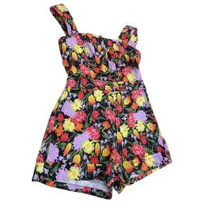 Maeve Anthropologie Noritake womans floral Overalls Shorts Size 0 SKU 8448